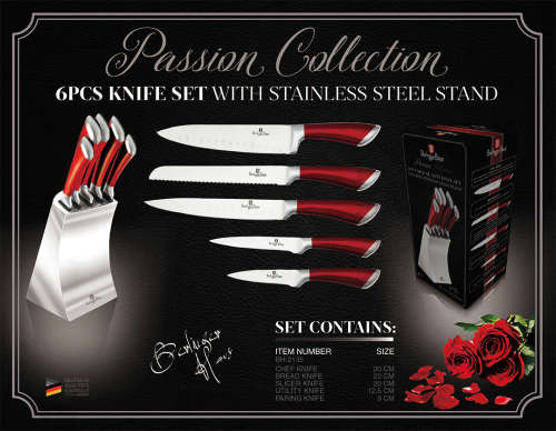 6 pcs knife set with stainless steel stand, Passion Collection