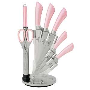 Berlinger Haus BH-2267 8 pcs knife set with stand, pink metallic SS, Infinity Line