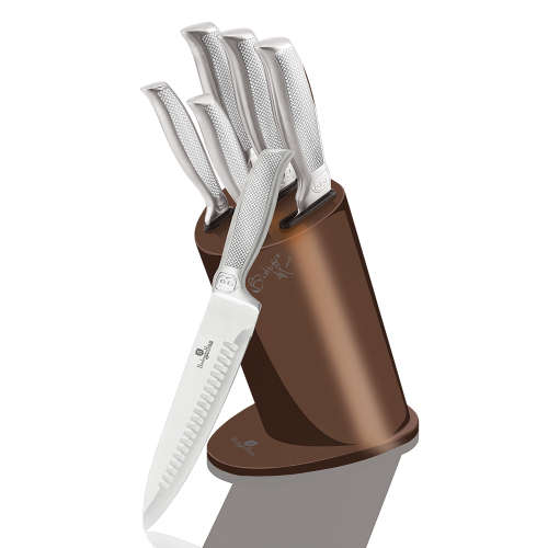 Berlinger Haus 6-Piece Stainless Steel Kikoza Collection Knife Set with Stainless Steel Stand ¿ Rose