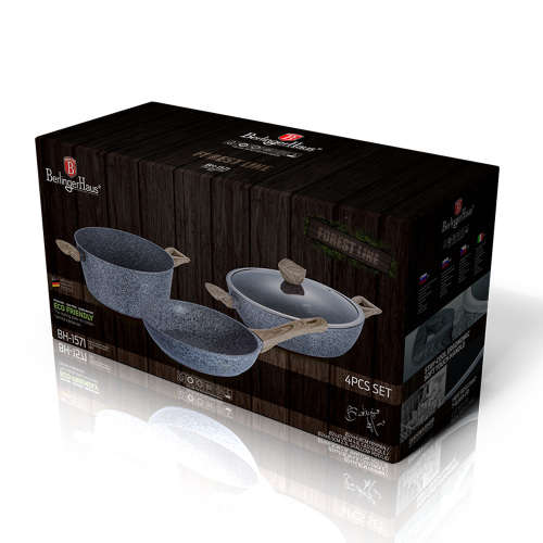 Berlinger Haus 4-Piece Marble Coating Forest Line Cookware Set ¿¿ Light Wood ¿¿ BH-1571