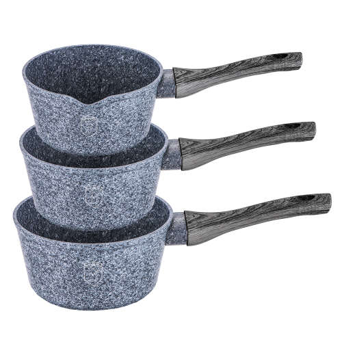 Berlinger Haus 3-Piece Marble Coating Forest Line Sauce Pan Set ¿ Smoked Wood ¿ BH-1585