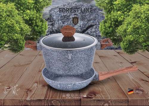 3 Piece Set Berlinger Haus BH-1217 Stone Coated Cooking Pot and Frying Pan with Glass Lids
