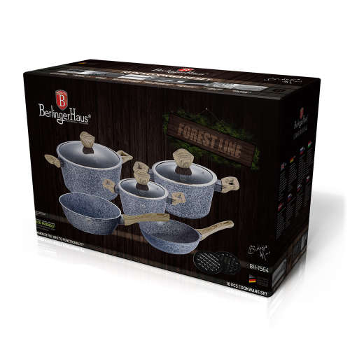 Berlinger Haus 10-Piece Marble Coating Forest Line Cookware Set Light Wood BH-1564
