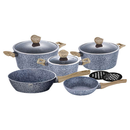 Berlinger Haus 10-Piece Marble Coating Forest Line Cookware Set Light Wood BH-1564