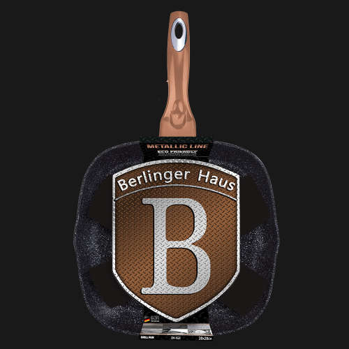 Berlinger Haus 28cm Marble Coating Grill Pan - Rose Gold Metallic Line