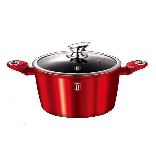 Berlinger Haus 28cm Marble coating Turbo Induction Casserole Burgandy, Metallic Line