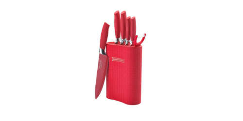 ** Royalty Line 6-Piece Non-Stick Coating Knife with Stand -WHITE