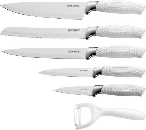 Royalty Line 5 Piece Stainless Steel Non-Stick Coating Knife Set + Bonus Peeler