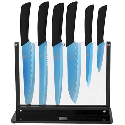 Berlinger Haus 7 pcs titanium knife set with stand, Blue bh-2082