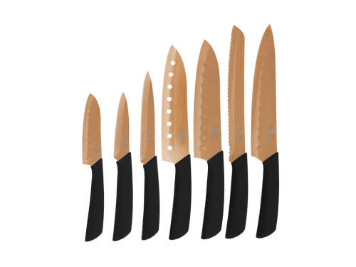 FREE SHIPPING BH-2081 7 pcs titanium knife set, Rose-gold & Titanium Knives