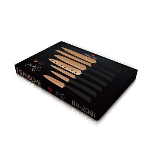 FREE SHIPPING BH-2081 7 pcs titanium knife set, Rose-gold & Titanium Knives