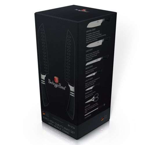 FREE SHIPPING ***Berlinger haus BH-2134 8 pcs knife set with stand, black SS, Infinity Line