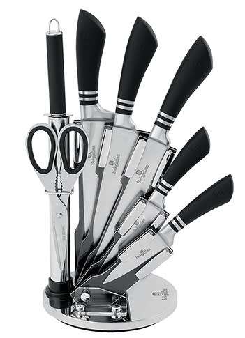 FREE SHIPPING ***Berlinger haus BH-2134 8 pcs knife set with stand, black SS, Infinity Line