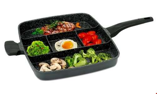 ** FREE SHIPPING ***Royalty Line 38cm Marble Coating 4-in-1 Grill & Fry Pan - Black