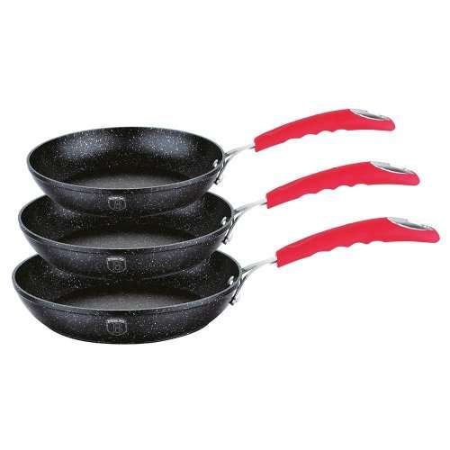 FREE SHIPPING ***Berlinger Haus 3-Piece Marble Coating oven Safe Fry pan Set, Black Stone Touch Line