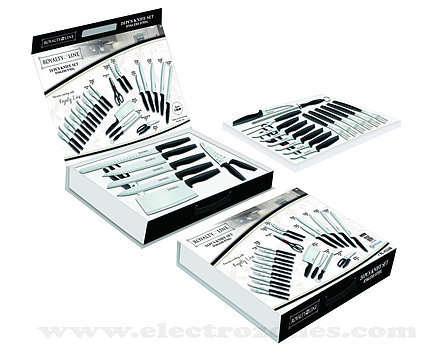 *** Royalty Line  24-Piece Marble-Coated Stainless Steel Knife Set