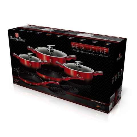 BH-1631 Berlinger Haus Marble Coating Cookware 10 Piece Set - Black Burgundy Edition