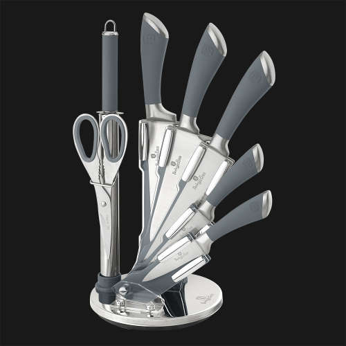 BERLINGER HAUS BH-2046 8 pcs knife set with stand, gray SS, Infinity Line