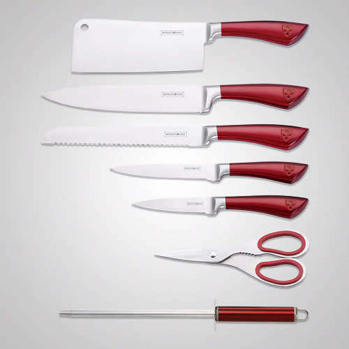 Royalty Line RL-KSS804 8 Pcs Stainless Steel Knife Set with Rotating Stand