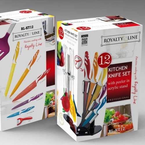 FREE SHIPPING Royalty Line RL-KT12 12 Pcs Non-Stick Coating Knife Set & Utensils
