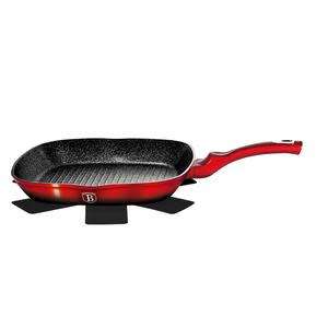 **BERLINER HAUS 28CM MARBLE COATING GRILL PAN BLACK BURGUNDY