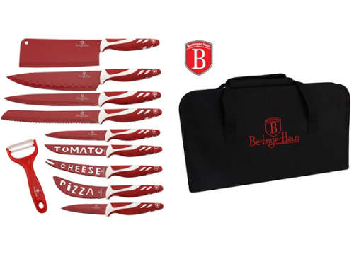 **FREE SHIPPING**BERLINGER HAUS 11-PIECE NON STICK KNIFE SET - RED
