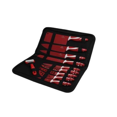**FREE SHIPPING**BERLINGER HAUS 11-PIECE NON STICK KNIFE SET - RED