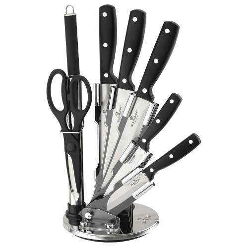 BLAUMANN 8-PIECE STAINLESS STEEL KNIFE SET WITH STAND