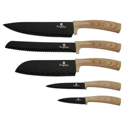 **FREE SHIPPING**BERLINGER HAUS 5-PIECE DIAMOND COATING KNIFE SET - FOREST LINE