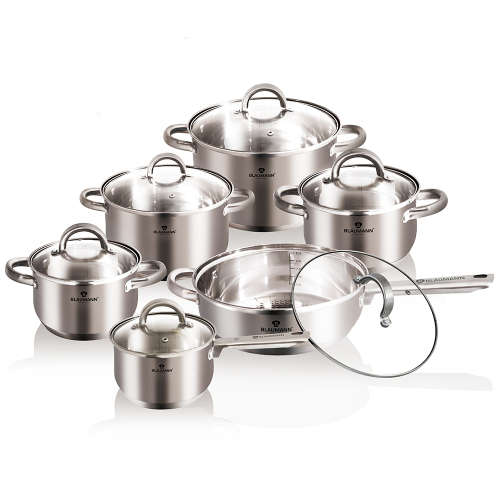 Blaumann Jumbo Cookware Set - Satin Finish (12 Piece)