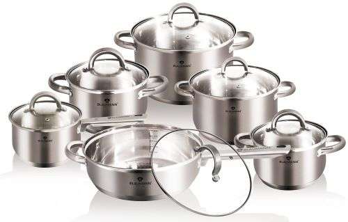Blaumann Jumbo Cookware Set - Satin Finish (12 Piece)