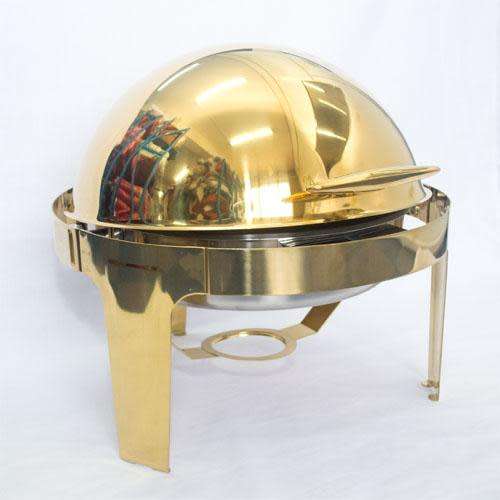 Brand New Stainless Steel Roll Top Chafing Dish Set Gold