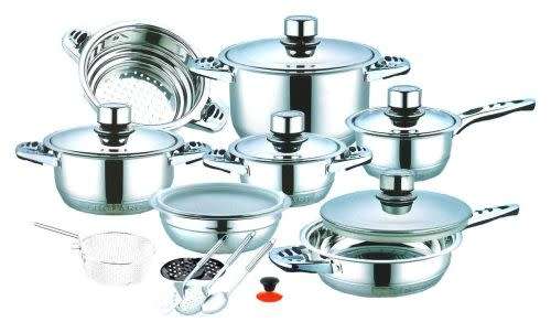 LEOPARD 21 PIECE STAINLESS STEEL COOKWARE SET
