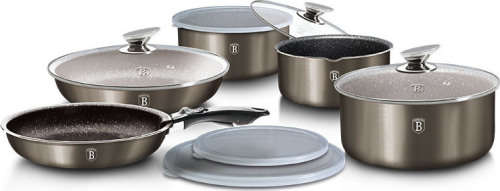 Berlinger Haus 12-Piece Marble Coating Cookware Set - Burgundy Metallic,BH-1686