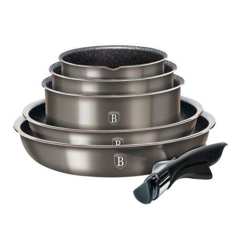 Berlinger Haus 12-Piece Marble Coating Cookware Set - Burgundy Metallic,BH-1686