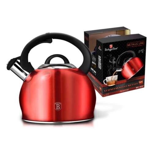 Berlinger Haus 3L Stainless Steel Whistling Kettle - Burgundy Metallic,BH-1836