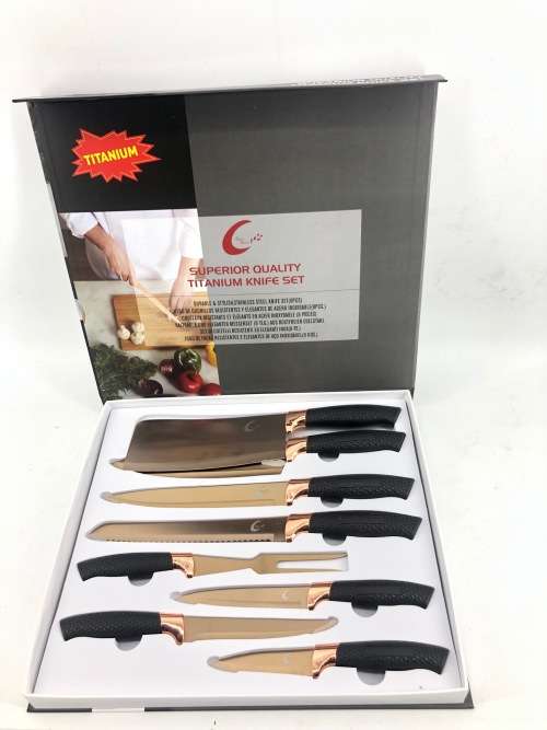 **TABLE PRIDE** SUPERIOR QUALITY TITANIUM KNIFE SET 8 PCS