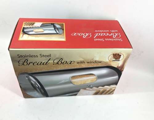 Brand New 2 X Bread bin Stainless Steel Oval Large and Small With Window