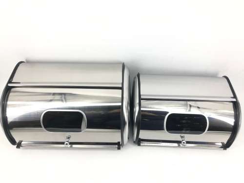 Brand New 2 X Bread bin Stainless Steel Oval Large and Small With Window
