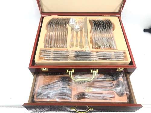 Brand New*** Hoffmayer 18/10 Stainless Steel 72 piece cutlery set** Comes in two Drawers Wooden Box