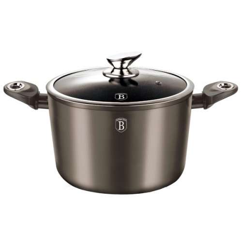 Berlinger Haus Marble Coating Stock Pot with Lid 24cm - Carbon Metallic,BH-1247