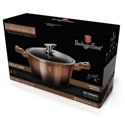 Berlinger Haus 20cm Marble Coating Casserole Pot - Rose Gold Noir Edition,BH-1894