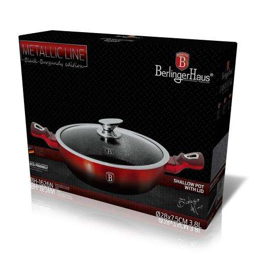 Berlinger Haus Marble Coating 28cm Shallow Pot - Black Burgundy