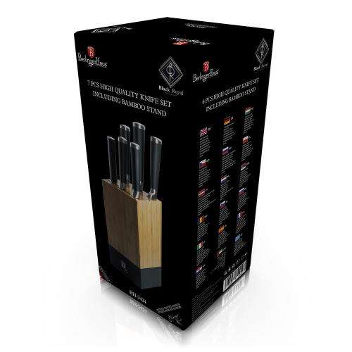 Berlinger Haus 7-Piece Knife Set with Bamboo Stand - Black Royal Line