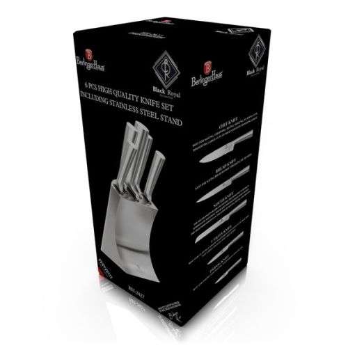 Berlinger Haus 6-Piece Stainless Steel Black Royal Knife Set with Stand, BH-2427