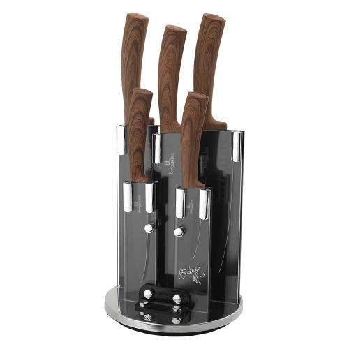 Berlinger Haus 6-Piece Forest Line Knife Set with Stand - Original Wood, BH-2530