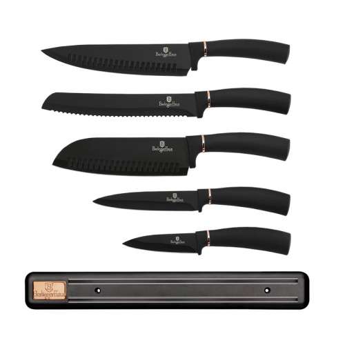 Berlinger Haus 6-Piece Knife Set with Magnetic Hanger - Black Rose, BH-2535