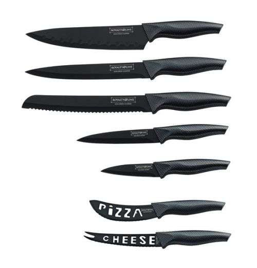 Royalty Line 7-Piece Marble Coating Knife Set - Black, RL-CB7