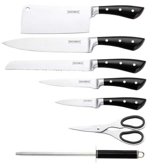 Royalty Line Knife Set with Acrylic Stand | 8 Piece | Black