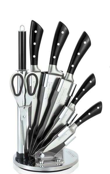 Royalty Line Knife Set with Acrylic Stand | 8 Piece | Black